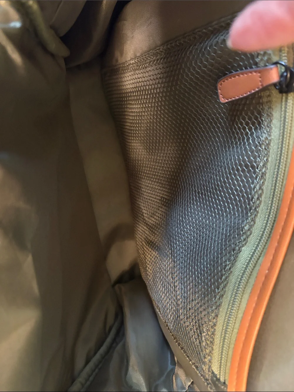 Joan & David Olive Green Backpack with Tan Trim